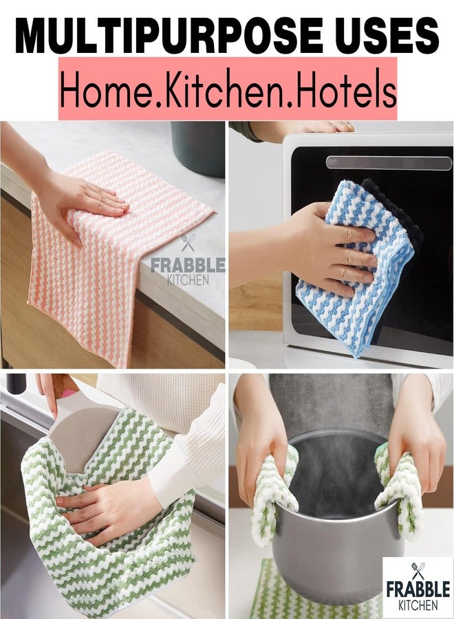 Frabble Kitchen Multipurpose Kitchen Towel Set - Microfiber Cleaning Cloth & Cotton Kitchen Napkins, Reusable Cleaning Cloth, Ideal Kitchen Accessories Items (Zigzag, Pack 5) - Image 5
